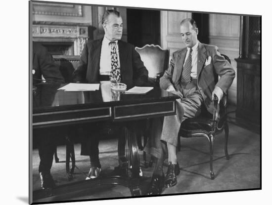 George F. Kennan Sitting with Caffrey at Economic Conference-Yale Joel-Mounted Photographic Print