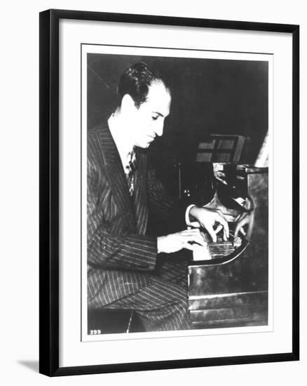 George Gershwin (1898-1937) American Composer, at the Piano, c.1935-null-Framed Photographic Print