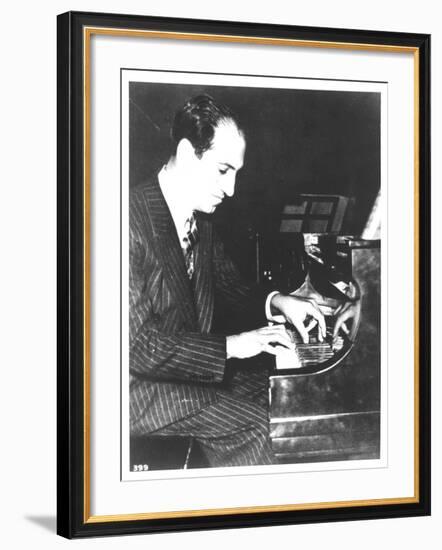 George Gershwin (1898-1937) American Composer, at the Piano, c.1935-null-Framed Photographic Print