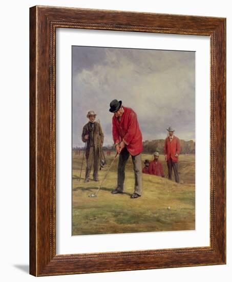 George Glennie Putting at Blackheath with Putting Cleek, 1881-Heywood Hardy-Framed Giclee Print