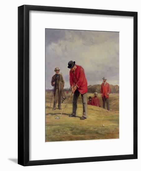 George Glennie Putting at Blackheath with Putting Cleek, 1881-Heywood Hardy-Framed Giclee Print