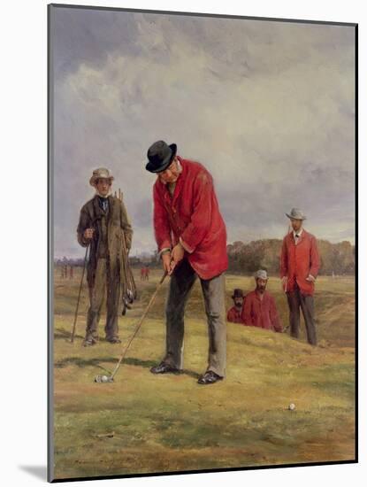 George Glennie Putting at Blackheath with Putting Cleek, 1881-Heywood Hardy-Mounted Giclee Print