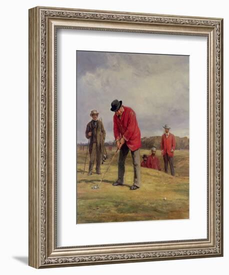 George Glennie Putting at Blackheath with Putting Cleek, 1881-Heywood Hardy-Framed Giclee Print