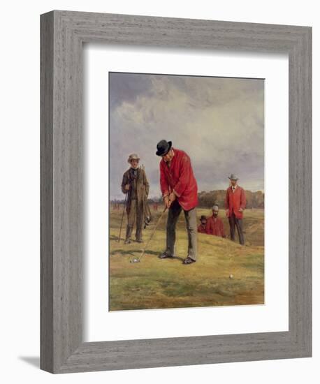 George Glennie Putting at Blackheath with Putting Cleek, 1881-Heywood Hardy-Framed Giclee Print