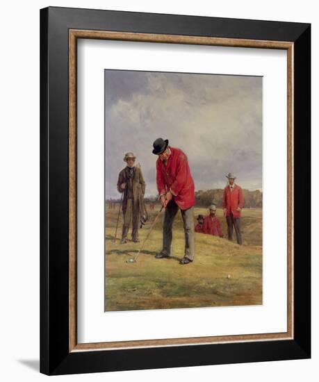 George Glennie Putting at Blackheath with Putting Cleek, 1881-Heywood Hardy-Framed Giclee Print