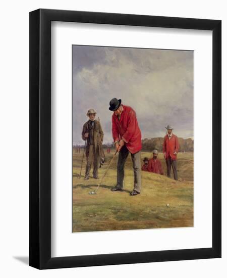 George Glennie Putting at Blackheath with Putting Cleek, 1881-Heywood Hardy-Framed Giclee Print