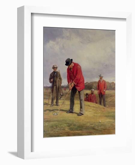 George Glennie Putting at Blackheath with Putting Cleek, 1881-Heywood Hardy-Framed Giclee Print