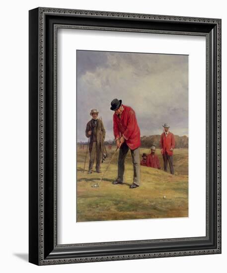 George Glennie Putting at Blackheath with Putting Cleek, 1881-Heywood Hardy-Framed Giclee Print