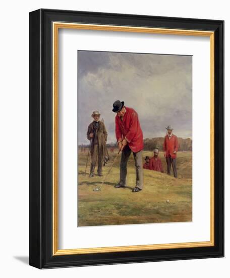 George Glennie Putting at Blackheath with Putting Cleek, 1881-Heywood Hardy-Framed Giclee Print