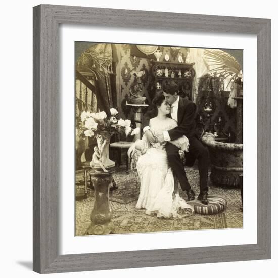 George Greatly Admires Ethel's Beautiful Complexion-Underwood & Underwood-Framed Photographic Print