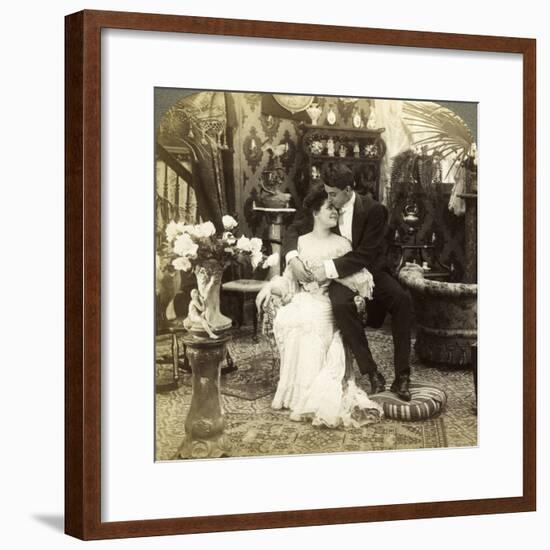 George Greatly Admires Ethel's Beautiful Complexion-Underwood & Underwood-Framed Photographic Print