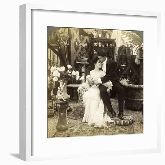 George Greatly Admires Ethel's Beautiful Complexion-Underwood & Underwood-Framed Photographic Print