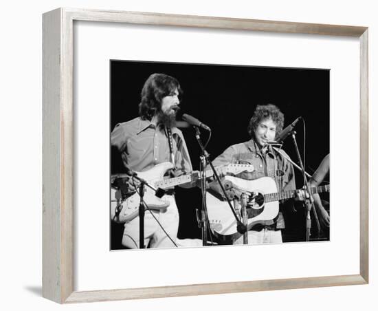 George Harrison and Bob Dylan during the Concert for Bangladesh at Madison Square Garden-Bill Ray-Framed Premium Photographic Print