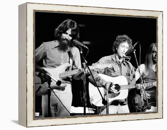 George Harrison, Bob Dylan and Leon Russell Performing for Bangladesh at Madison Square Garden-Bill Ray-Framed Premier Image Canvas