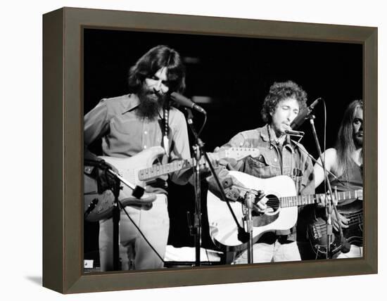 George Harrison, Bob Dylan and Leon Russell Performing for Bangladesh at Madison Square Garden-Bill Ray-Framed Premier Image Canvas