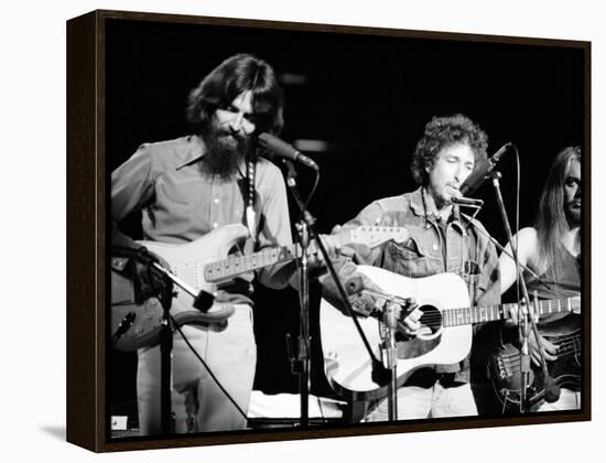 George Harrison, Bob Dylan and Leon Russell Performing for Bangladesh at Madison Square Garden-Bill Ray-Framed Premier Image Canvas