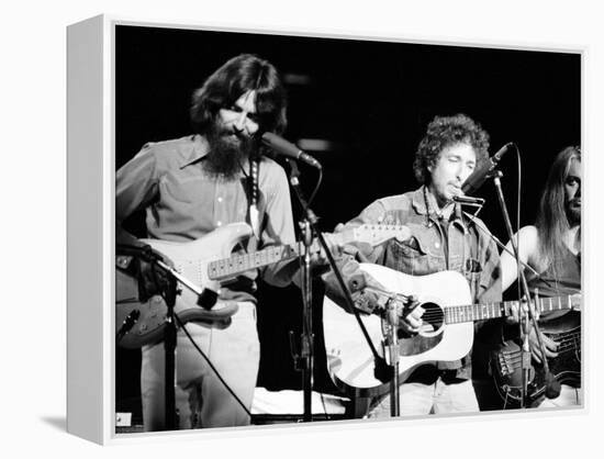 George Harrison, Bob Dylan and Leon Russell Performing for Bangladesh at Madison Square Garden-Bill Ray-Framed Premier Image Canvas