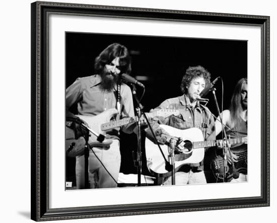 George Harrison, Bob Dylan and Leon Russell Performing for Bangladesh at Madison Square Garden-Bill Ray-Framed Premium Photographic Print