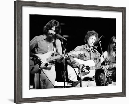 George Harrison, Bob Dylan and Leon Russell Performing for Bangladesh at Madison Square Garden-Bill Ray-Framed Premium Photographic Print