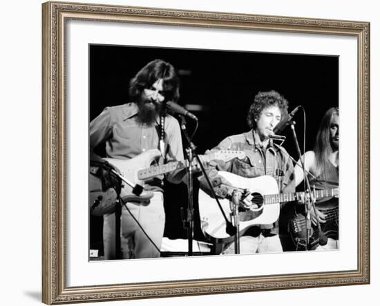 George Harrison, Bob Dylan and Leon Russell Performing for Bangladesh at Madison Square Garden-Bill Ray-Framed Premium Photographic Print