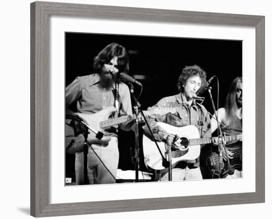 George Harrison, Bob Dylan and Leon Russell Performing for Bangladesh at Madison Square Garden-Bill Ray-Framed Premium Photographic Print