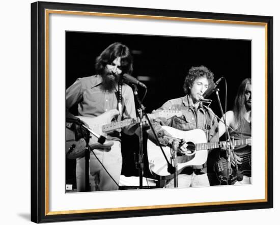 George Harrison, Bob Dylan and Leon Russell Performing for Bangladesh at Madison Square Garden-Bill Ray-Framed Premium Photographic Print