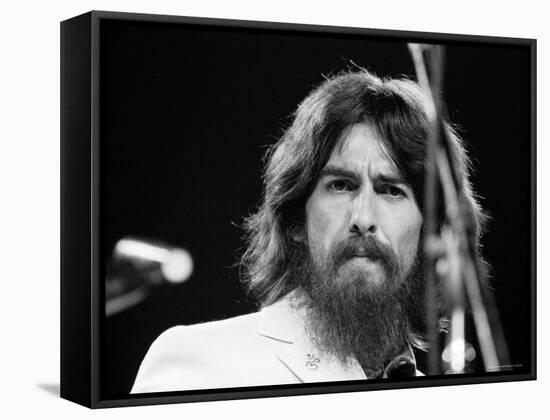 George Harrison Performing at a Rock Concert Benefiting Bangladesh, aka Kampuchea-Bill Ray-Framed Premier Image Canvas