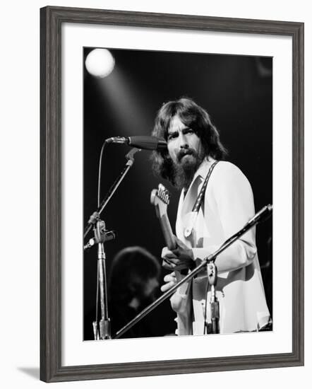 George Harrison Performing at a Rock Concert Benefiting Bangladesh, aka Kampuchea-Bill Ray-Framed Premium Photographic Print