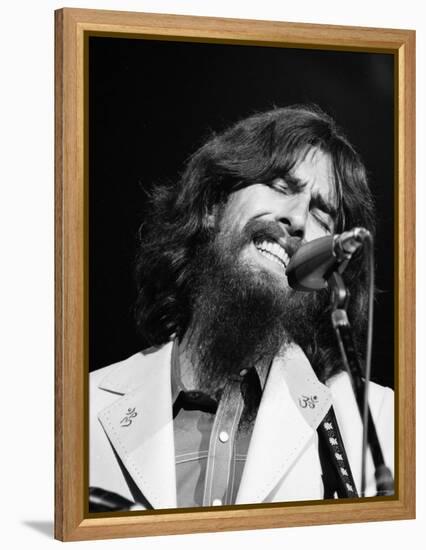 George Harrison Performing at a Rock Concert Benefiting Bangladesh, aka Kampuchea-Bill Ray-Framed Premier Image Canvas