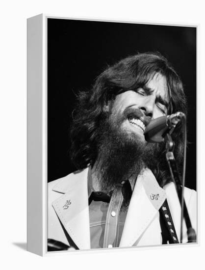 George Harrison Performing at a Rock Concert Benefiting Bangladesh, aka Kampuchea-Bill Ray-Framed Premier Image Canvas