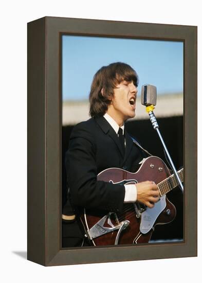 George Harrison Playing Guitar and Singing-null-Framed Premier Image Canvas