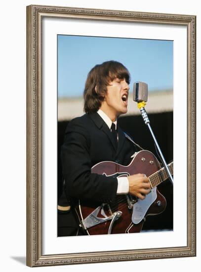 George Harrison Playing Guitar and Singing-null-Framed Photographic Print