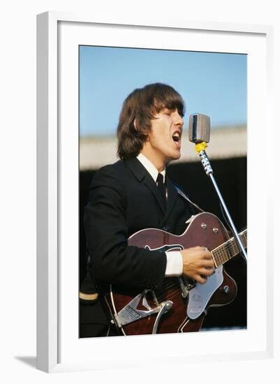 George Harrison Playing Guitar and Singing-null-Framed Photographic Print