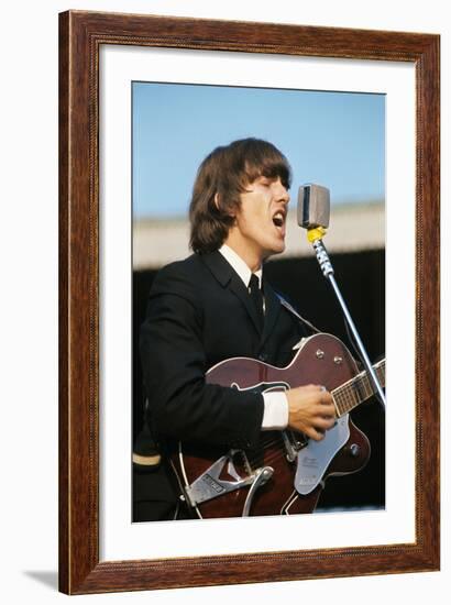 George Harrison Playing Guitar and Singing-null-Framed Photographic Print