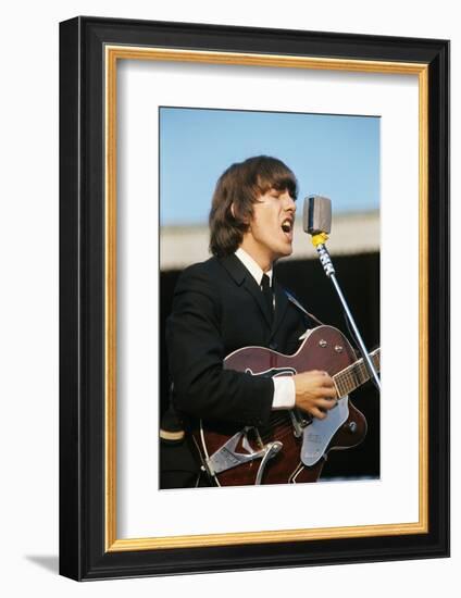 George Harrison Playing Guitar and Singing-null-Framed Photographic Print