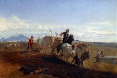 Ploughing in the Campagna, 1857 (Oil on Canvas)-George Heming Mason-Giclee Print