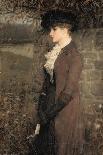 Portrait of a Lady, Half-Length, Wearing a Black Hat and Fur Stole, 1888 (Pencil and W/C on Paper)-George Henry Boughton-Giclee Print