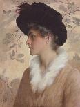 Portrait of a Lady, Half-Length, Wearing a Black Hat and Fur Stole, 1888 (Pencil and W/C on Paper)-George Henry Boughton-Giclee Print