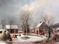 Farmyard in Winter-George Henry Durrie-Framed Giclee Print