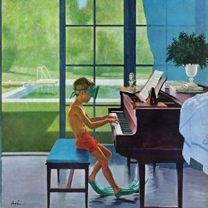 "Poolside Piano Practice," June 11, 1960 by George Hughes