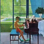 "Poolside Piano Practice," June 11, 1960-George Hughes-Giclee Print