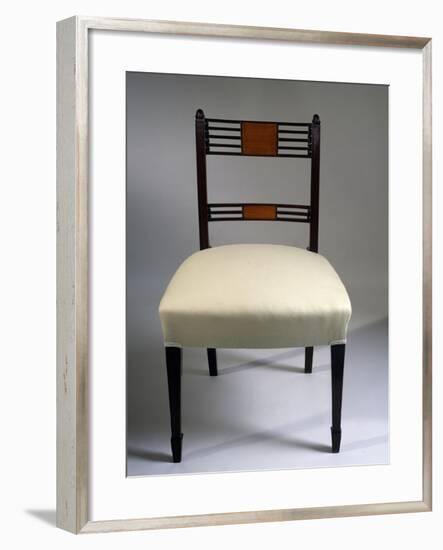 George III Style Mahogany and Satinwood Chair, 1795, United Kingdom-null-Framed Giclee Print