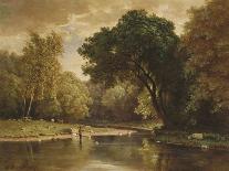Fishing in a Stream, 1857-George Inness-Giclee Print