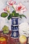 Pink Roses in a Chinese Blue and White Gu-Shaped Vase-George Leslie Hunter-Giclee Print