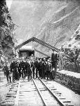 Hanging Bridge - President Theodore Roosevelt and Party in the Royal Gorge of the Arkansas River,…-George Lytle Beam-Framed Premier Image Canvas