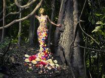 Blooming Gorgeous Lady In A Dress Of Flowers In The Rainforest-George Mayer-Art Print