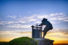 The Grape Crusher Statue agains Dramatic Sky, Napa Valley, California-George Oze-Photographic Print