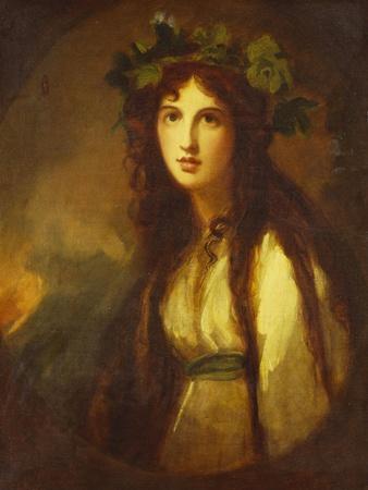Portrait of Lady Hamilton as a Bacchante, Half Length, in a White Dress ...
