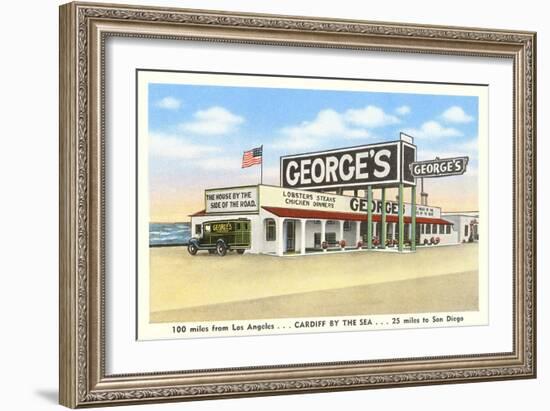 George's Gas Station, Cardiff by the Sea, California-null-Framed Premium Giclee Print