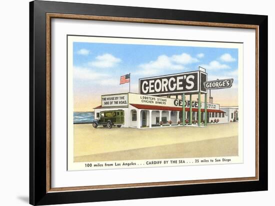 George's Gas Station, Cardiff by the Sea, California-null-Framed Premium Giclee Print